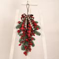 【Folio & Light】Red Berries Pine Branch Wreath Artificial Berries Snowy Pine Front Door Wreaths Wall Garland For Ornaments. 