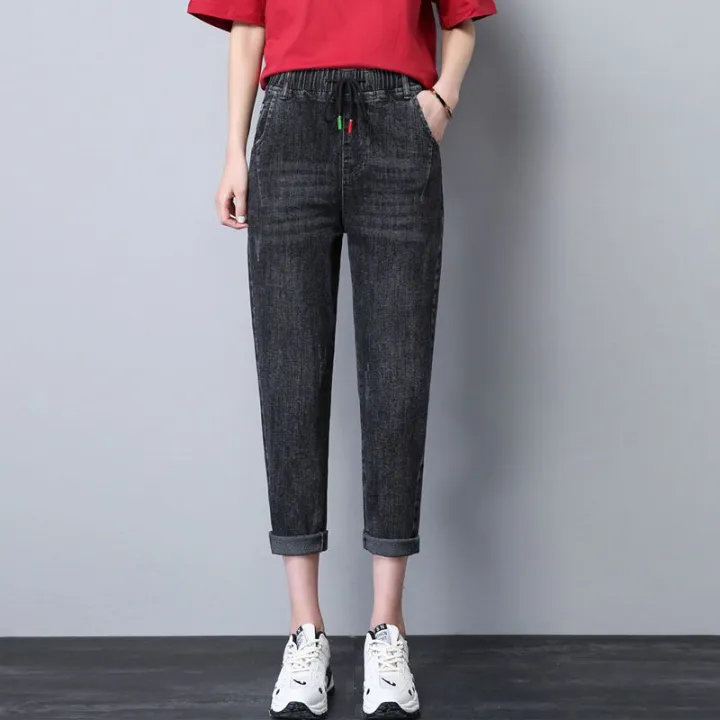 Women's%20Elastic%20Waist%20Jeans%202024%20Spring%20and%20Summer%20New%20Light%20Blue%20Small%20Dad%20Harem%20Pants%20-%20Image%206