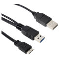A Double A Micro USB B 3.0 Y-Cable Move Hard Drive Cable Black. 