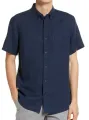 Men's Linen Short Sleeve Summer Shirt Casual CH Black Blue. 