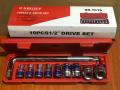 10pcs 1/2 " Drive Socket Wench Spanner Set Chrome Vanadium. 