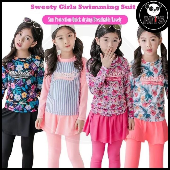 Girl Swimming Suit Floral Swimwear Baju Renang Budak Perempuan Baju Mandi Budak Perempuan