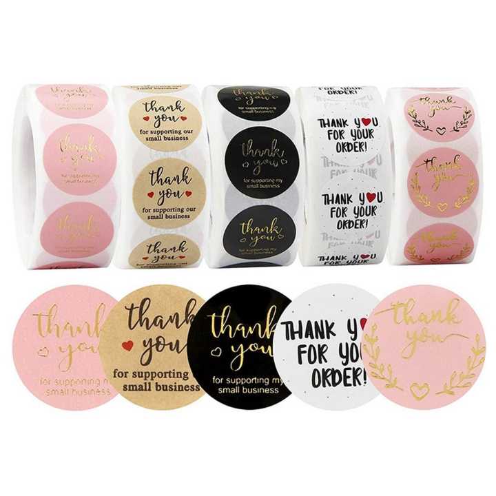 Thank You Stickers Small Business - 5 Rolls 2500 Pieces Thank You Stickers Labels for Bubble Mailers Packaging , 1 In