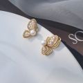 Enacolor  Delicate Crystal Butterfly Earrings Pearl Earring for Women Girl Ins New. 