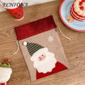 Soft Fabric Gift Bag Christmas Gift Bag Festive Drawstring Candy Wrapping Bags with Snowman/elk/santa Claus Pattern High-quality Fabric Perfect Christmas Pendant Firm Embroidery Gift Bag. 