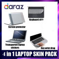 Product details of 4 in 1 Transparent Laptop Skin Pack with ( 14'6 Laptop Skin Protector Sticker ). 