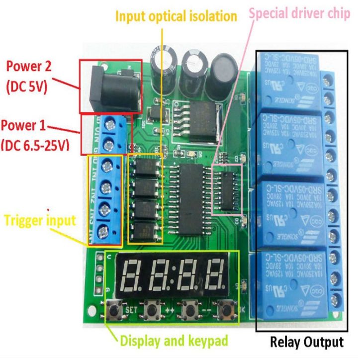 Dc%2012v%204%20Channel%20Multifunction%20Cycle%20Delay%20Timer%20Relay%20Module%20:%20Timing%20Loop%20Interlock%20Self-Locking%20Momentary%20Bistable%20Monostable%20-%20Image%205