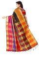 Women's Checkered Cotton Silk Saree and Soft Shinning With Blouse Piece (Multicolor). 