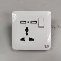 AC 110-250V 13A USB Wall Socket Universal Wall Socket Panel With 2 USB Port Plug Charger Switch Power Outlet (USB Base). 