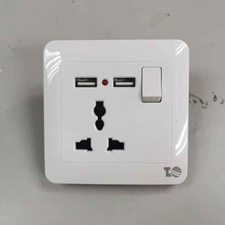 AC 110-250V 13A USB Wall Socket Universal Wall Socket Panel With 2 USB Port Plug Charger Switch Power Outlet (USB Base)
