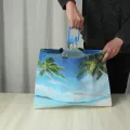 【ALLGOOD】1Pcs Coconut Tree Printed Handbags Casual All-Match Shoulder Bags Eco Friendly Shopping Bag Portable Travel Bag High Capacity Tote. 