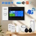 PGST PG-107 4.3 Inch Full Touch Screen  4G Wireless Home Alarm System WiFi Security System with ,Compatible with Alexa and Google. 