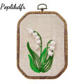 Embroidery Starter Kit Including Colored Threads Needles Hoops Instructions Flower Grass Leaves Pattern Mini Cross Stitch Kit. 