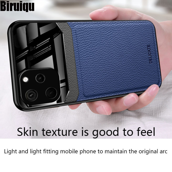 Biruiqu%20For%20Huawei%20Nova%20Y61%20Hybrid%20Soft%20TPU%20Leather%20Tempered%20Glass%20Shockproof%20Case%20Cover%20-%20Image%208