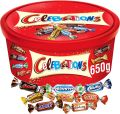 Celebrations Chocolate Box contains assortment of milk chocolates and milk chocolate covered biscuit 650g.. 