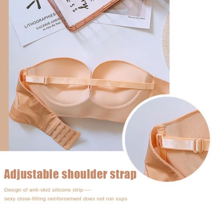 Women's%20Push-up%20Bra%20Without%20Underwire%20Front%20Closure%20Half%20Cup%20Strapless%20Bra%20-%20Image%204