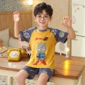 Summer Peking University Pajamas Older Boys Short-Sleeved Cotton Junior High School Students Teenagers 8-12-13-14 Year-Old High School Student Dormitory. 
