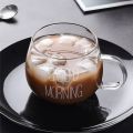 Transparent Glass Coffee Tea Beverage Dessert Breakfast Milk Cup Glass Mug Handle With Cup Lid Drinking Utensils Letter Printing. 
