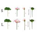 Flower Arrangement PU Artificial Lotus Romantic Lifelike Simulation Lotus Leaf Long Stem Handmade Fake Lotus Branch Garden. 