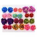 12 pairs/set Colorful Resin Rose Flower Stud Earrings for Girls Children Anti Allergic Stud Ear Jewelry for Women. 
