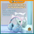 Ears Wireless Headphones Earphone LED Cat Ear Headset Mic Bass Gaming Stereo Audio Bluetooth Sports With Microphone Noise Cancellation Earbuds猫耳头戴[UNK]无线蓝牙耳[UNK]. 