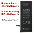 New style Apple IPhone 6 / 6s Battery Replacement with 3.8v 1810 / 1715 mAh Capacity , Black. 