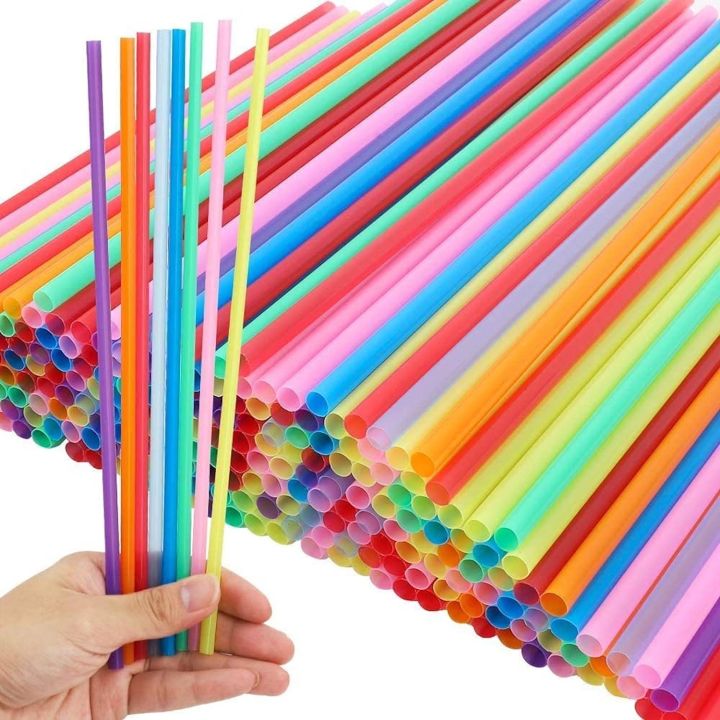 Plain Straws Multi Coloured Drinking Straw Plastic Juice Straw Disposable Bendable Straw
