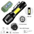 Flashlight COB Mini LED  Reader Lamp Zoomable Pocket Penlight Adjustable Focus Torch Light USB Rechargeable Lamp with 3 Light Modes for Camping Hiking 131837125 High-Five LK. 