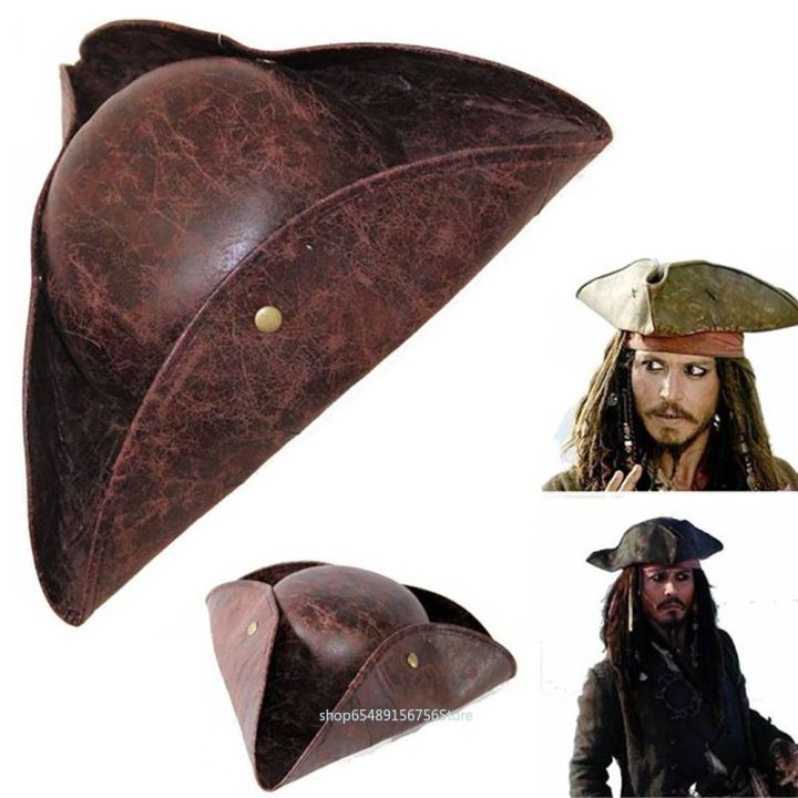 Captain Hat Pirate Hat Jack Sparrow Cosplay Vintage Faux Leather