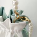 National Style New Portable Satin Crossbody Han Chinese Clothing Bag Pearl Chain Ancient Style Woven Belt Flash Bright Silk Embroidery Bag Drawstring Bag. 