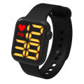 LED Digital Band Watch Apple Model LED Water Proof Watch For Men And Women Black Light Heart Red. 