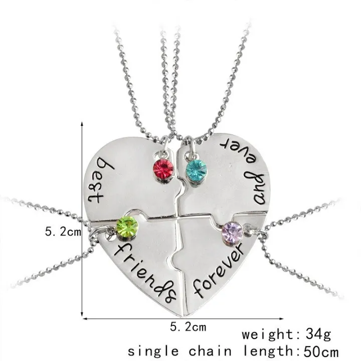 4%20Pieces/Set%20Best%20Friend%20Necklace%20Fashion%20Ladies%20Pendant%20Necklace%20Bff%20Jewelry%20Matching%20Necklace%20Couple%20Friendship%20Necklace%20Gift%20-%20Image%202