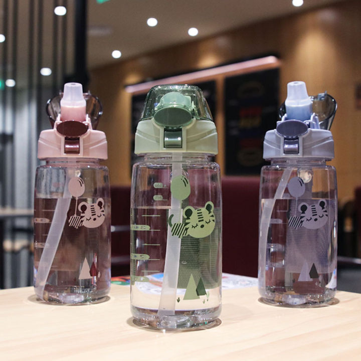 For Outdoor Travel School Cute Cartoon  Baby Water Bottle With Shoulder Strap For Boy Girl 550ML Children Bottle