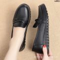 Leather Shoes Spring and Autumn Cowhide Comfortable Leather Middle-Aged and Elderly Non-Slip Work Shoes Women's Single Mother Old Flat Shoes Soft Bottom @. 