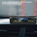 JDXHLAU Car Solar Digital Clock with LCD Time Date In-Car Temperature Display for Outdoor Personal Car Part Decoration A. 