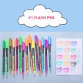【Big savings】 Kid Rollerball DIY Office Flash School Stationery Supplies Flash Marker Pen Colored Signing Pen Glitter Gel Pens Set Drawing Color Pen Fine Tip Markers.