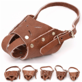 Extra Large Dog Muzzle Heavy Duty Natural Leather Bite Proof Gentle Breathable Buckle Neck Strap Adjustable Pet Dogs Muzzles Anti Bite Mouth Prevent Biting Chewing Barking. 
