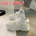 【FOOT SOFA】Women' Sneakers Thick Bottom Platform Vulcanize Casual Chunky Running Shoes for Woman Autumn Winter Female. 