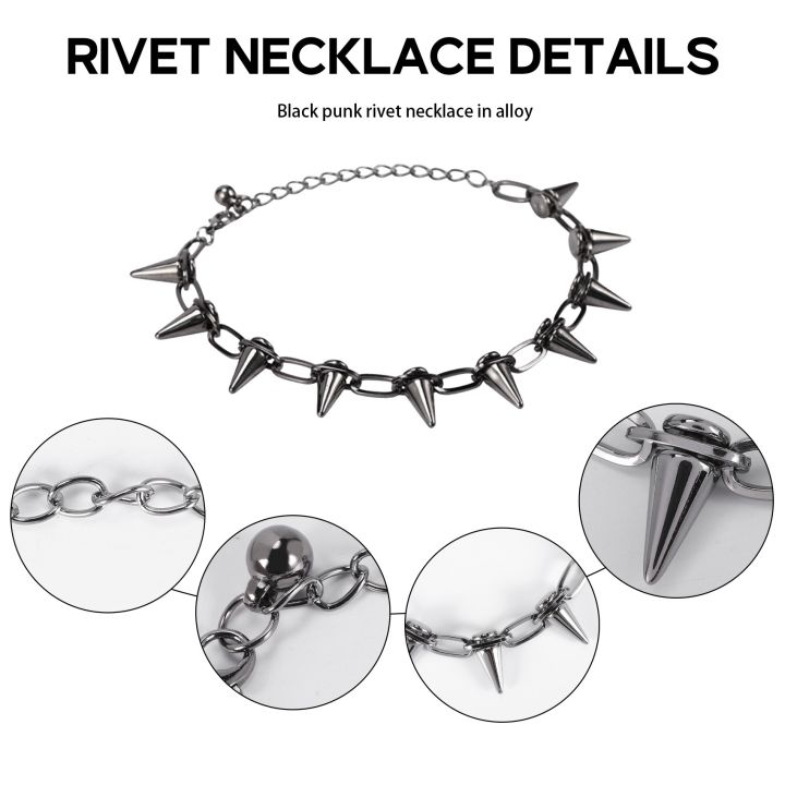 Metal%20Spikes%20Studs%20Rivets%20Punk%20Goth%20Necklace%20Choker%20Collar%20-%20Image%207