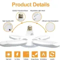 E27 Led Light Bulb Fan 30W 45W 60W Super Bright Led Industrial Lamp Bulb Foldable Ceiling Light 85-265V for Home Garage Lighting. 