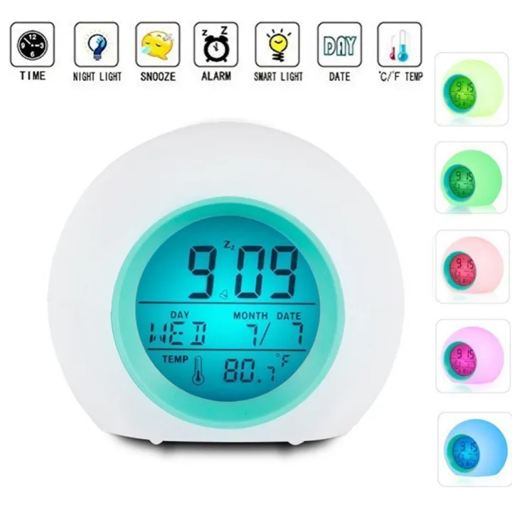 【Unique features】Sunrise wake up Alarm Clock LED Light digital Alarm ...