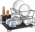 2 Layer Dish Drying Rack, Over The Sink Dish Drying Rack, Stainless Steel Dish Racks for Kitchen Counter, Kitchen Dish Drainer with Drainboard. 