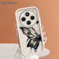 Hontinga for Redmi 14C Back Cover black butterfly Pattern Ladder Soft Camera Protection Rubber Phone Case for Girls. 
