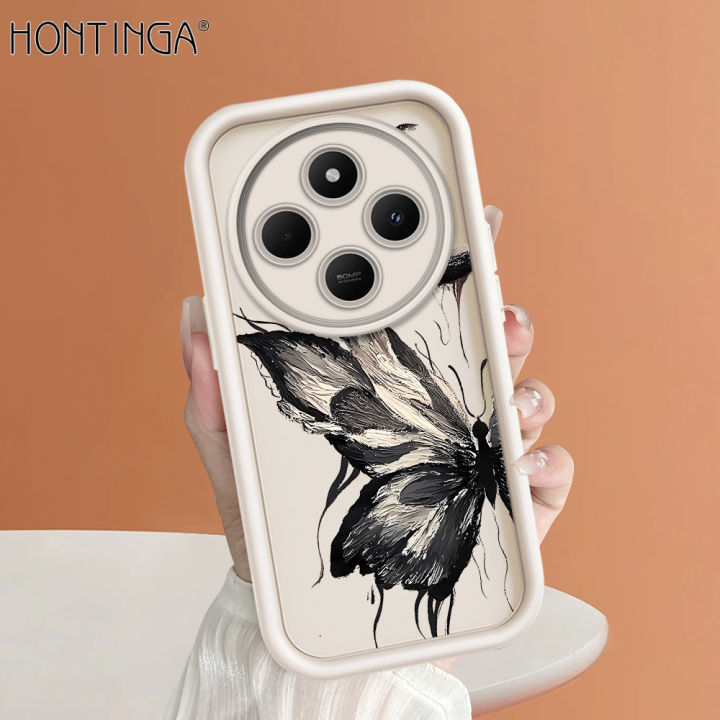 Hontinga for Redmi 14C Back Cover black butterfly Pattern Ladder Soft Camera Protection Rubber Phone Case for Girls