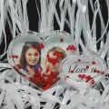 Valentine's Day Heart Shape Photo Frame with Glitter Hearts 3D Effect 9.6 cm Decorates Any Table for Valentine's Day. 