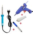 60W SUNCHONGLIC Soldering Iron and Hot Melt Glue Gun Professional Version with Solder Suction Desoldering Pump Tool or Solder Wire Flux Reel (40g) and FREE 8  Glue Sticks COMBO Pack. 