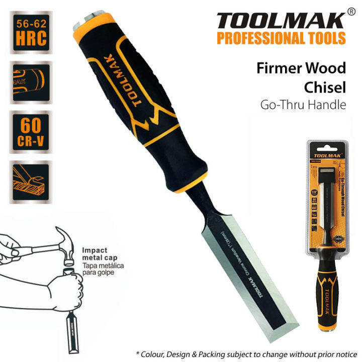 Firmer Wood Woodworking Chisel - Toolmak - CRV - Rubber Grip - 25mm