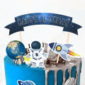 Outer Space Theme Party Decoration Astronaut Rocket Cake Per Birthday Party Cupcake Flag Dessert Table Tag Cake Decoration. 