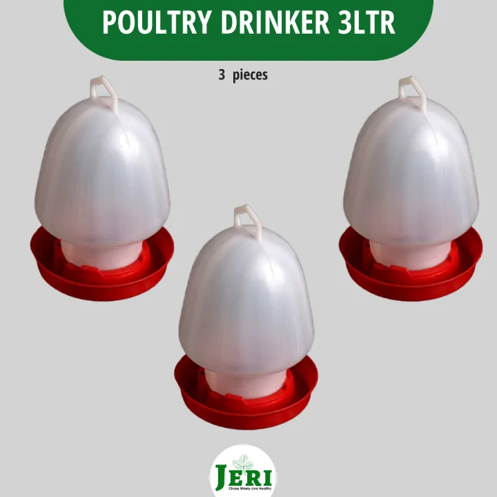 Poultry Drinker-3ltr Chick Drinker Plastic Chicken Drinker Quail Pigeon Birds Small PoultryPoultry Feeder/Canary Drinker/Nipple Drinkers/ Nipple Drinker for Chicken Dove Pigeon Quail Parrot/ Turkey Duck/ Bird Pet Automatic Food Water Dispenser