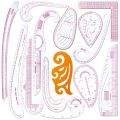 Empire sewing ruler and French curve, used for pattern making drafting, transparent plastic fashion designer ruler pieces assemb. 